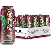 LICK Energy Drink - Berry Boost, No Sugar, No Crash, Green Tea Caffeine (180mg), with Antioxidants and Vitamins A, B6, B12, and C, 16oz (12pk)