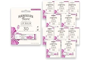 Hawaiian Tropic Tropical Lip Balm SPF 30 | SPF Lip Balm, Beach Essentials, Travel Sunscreen for Lips, Beach Necessities, Summer Essentials, Sunblock for Lips, Sun Protection, 0.14oz (Pack of 10)