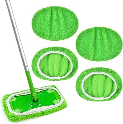 Vicloon 4 Wipes Reusable Mop Pads for Swiffer Small Sweepers 25.5x11.5cm