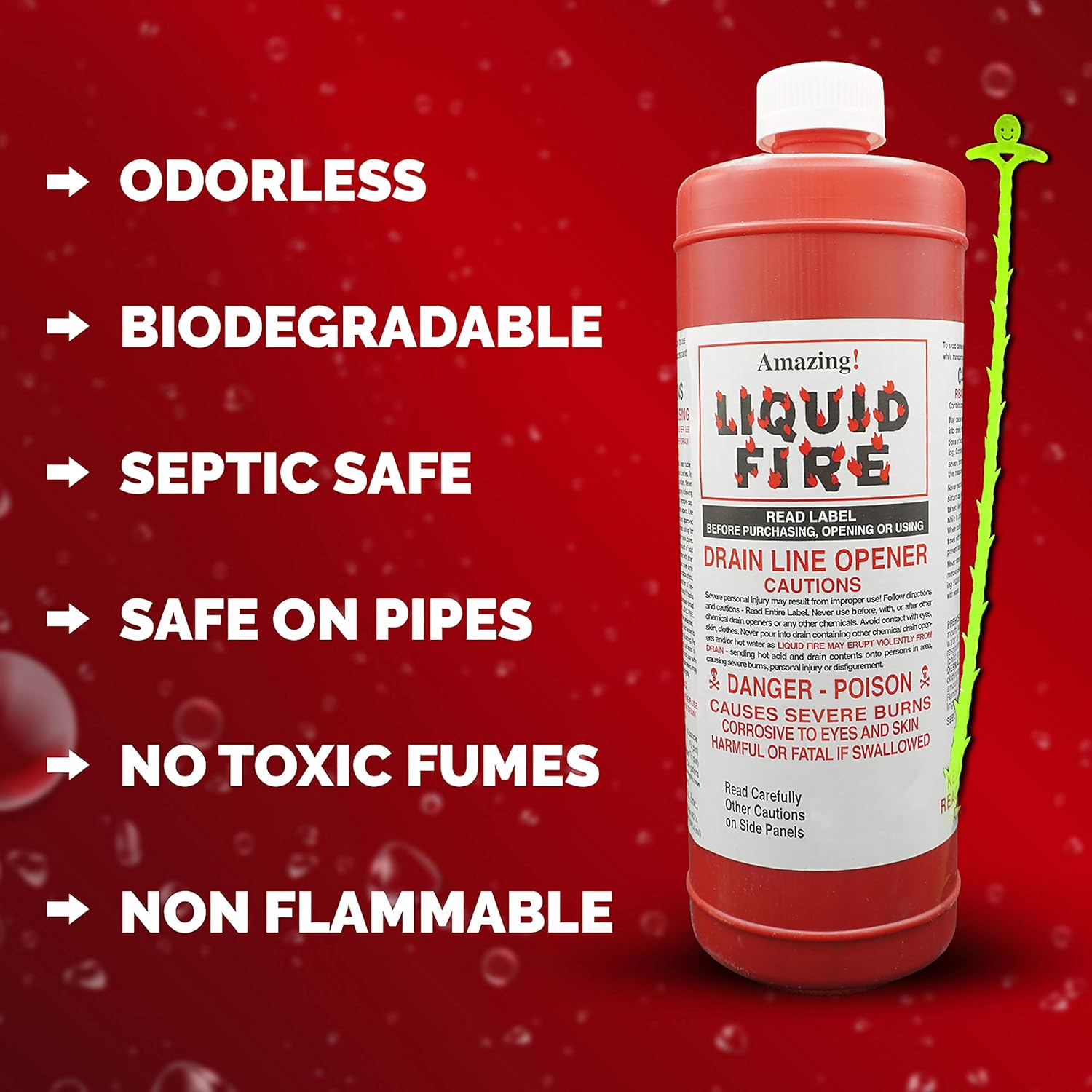 Amazon Com Liquid Fire Drain Opener 32 Ounce With Centaurus Az Drain Snake For Commercial Use Most Powerful Effective And Works Faster Clear Clogs From Sinks Tubs Shower Stalls Septic Tanks And Laterals