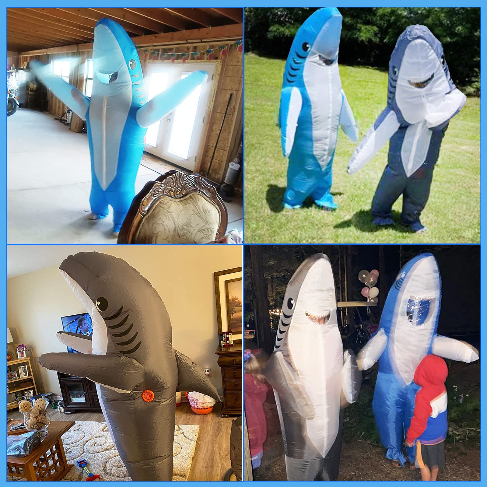Stegosaurus Inflatable Shark Costume for Halloween Cosplay Party - Funny Blue Shark