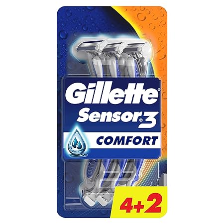 Gillette Sensor3 Comfort Einwegrasierer für Männer, 4+2, 6 Stück