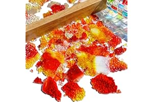 KALUCION Orange Gradient Cracked Ice Glass Mosaic Pieces for Mosaic Art, 3.5oz Value Pack Translucent Stained Glass Kit for Crafts, Home Decor, Jewelry Making Supplies