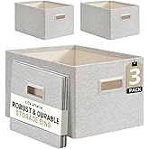 DECOMOMO Storage Baskets for Shelves Robust Closet Storage Bins for Clothes, Books, Toy Organization (Pack of 3 - Light Grey)