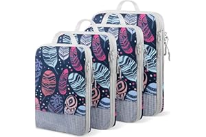 YEEYAA Compression Packing Cubes for Travel 4 Set Luggage Packing Organizer Bag Compressible Expandable Organizer Cubes For Carry On Luggage Suitcase Travel Essentials Accessories for Women Men