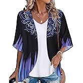 Womens Kimono Beach Cover Up Chiffon Cardigan Floral Tops Loose Capes
