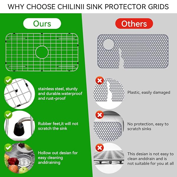 STAINLESS STEEL SINK GRID AND PROTECTORS FOR BOTTOM OF KITCHEN SINK,24″ X 12″ SINK PROTECTOR