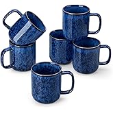 vancasso STARRY Coffee Mugs Set, 12 oz Ceramic Coffee Cups for Latte Hot Tea Cappuccino Cocoa Milk Stoneware Cups Set of 6, Dishwasher & Microwave Safe, Blue