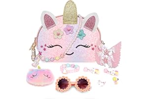 YRUBOHA Purse for Little Girls,Girls Jewelry Pretend Play,Unicorn Gifts for girls,Crossbody Bags for Kid