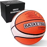 PZT Silent Basketball Size 7 with Fabric Cover, 600g Airless Basketball for Quiet Dribbling and Indoor Training, Pro PU Foam Ball for Adults and Children, Ideal Gift for Birthdays or Christmas