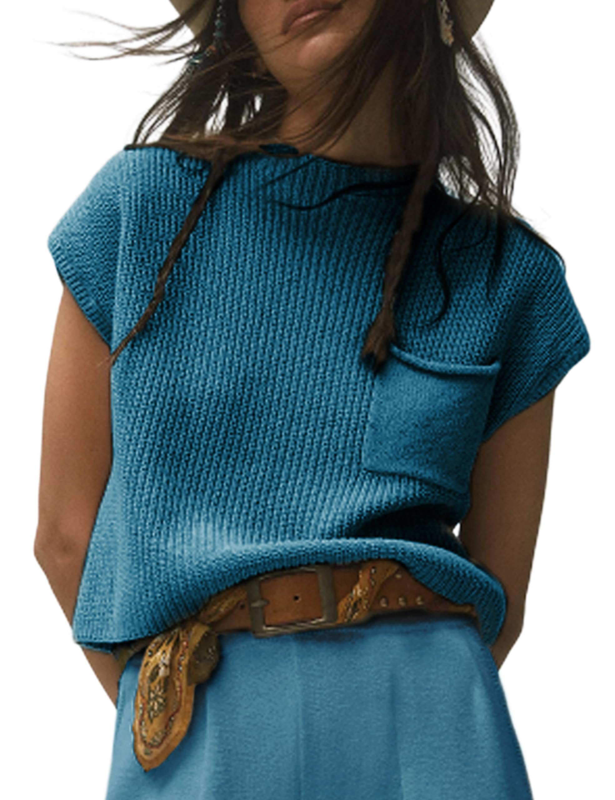 Himosyber Women's Solid Sleeveless Vest Mock Neck