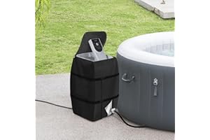Bitubi Hot Tub Spa Heater Pump Cover with Zipper Opening, Waterproof Hot Tub Insulated Pump Cover for Most Inflatable Hot Tub Spa Heater Pump on Market (Black,Cover only)