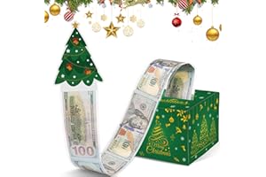 WenmthG Christmas Money Box for Cash Gift Pull - Christmas Surprise Money Gift Box for Boys Girls - DIY Money Pull Box with 100Pcs Transparent Bags - BestGift for Kids Adults - Green