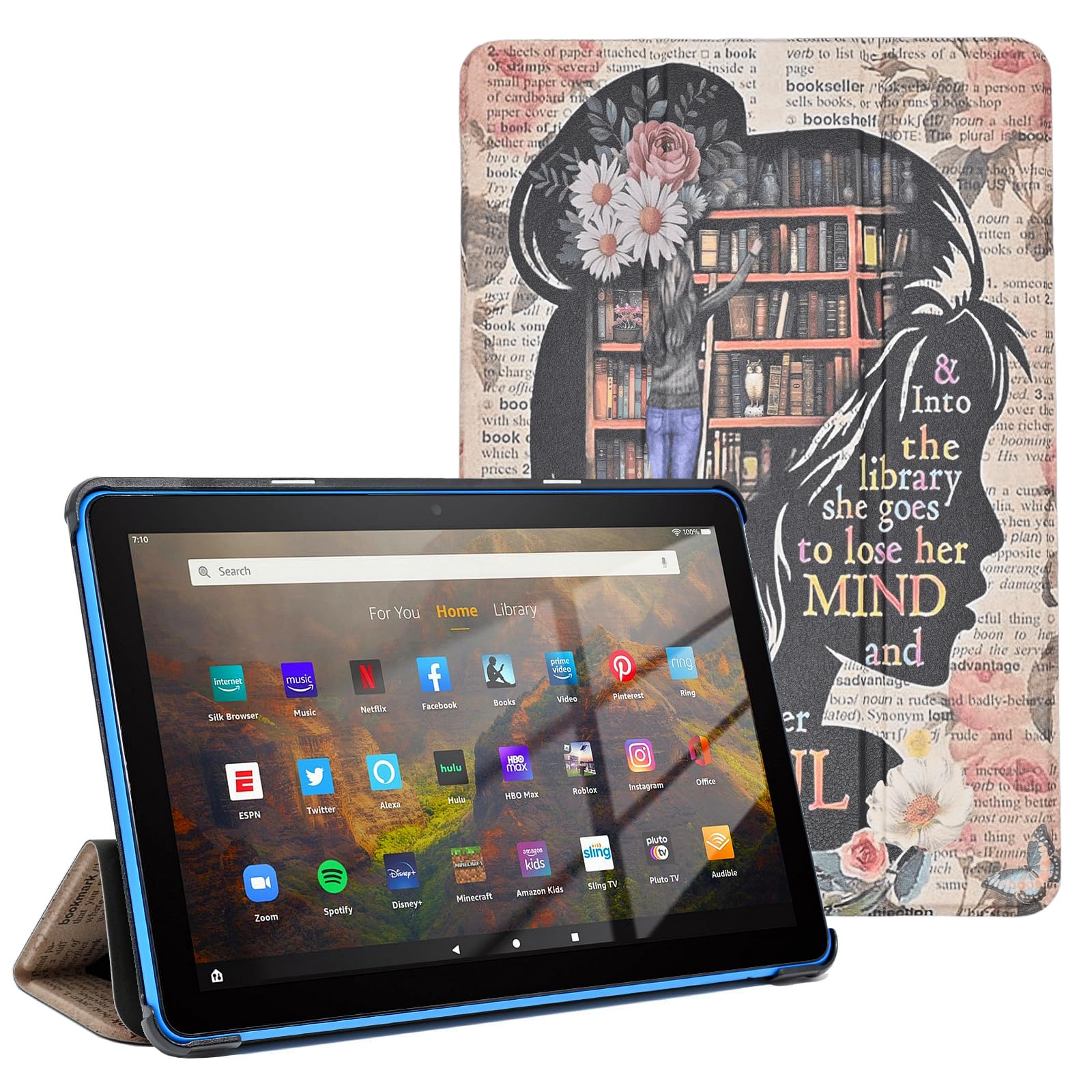 Photo 1 of Case for Amazon Fire HD 8 & 8 Plus Tablet 12th/10th Generation 2024/2022/2020, Book Lovers Gifts Lightweight PU Leather Protective Cover with Auto Wake/Sleep, Girl Love Books