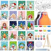 Sherr 140 Pcs 20 Set Pre Drawn Canvas Painting Kit, Christmas | 20 Set with Easel Apron Brushes Palette, Pre Printed Painting Favor for Birthday Party Date Night Sip and Paint Event