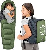 Trail Outdoor Kids Sleeping Bag Mummy 3 Season 170cm Khaki with Rucksack view 1