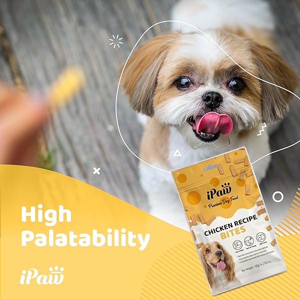 IPAW DOG TREATS FOR PUPPY TRAINING, ALL NATURAL HUMAN GRADE DOG TREAT, HYPOALLERGENIC, EASY TO DIGEST (CHICKEN AND CHEESE BITES)
