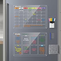 Amazon.com: Acrylic Magnetic Calendar for Fridge, 2-Pack Monthly ...