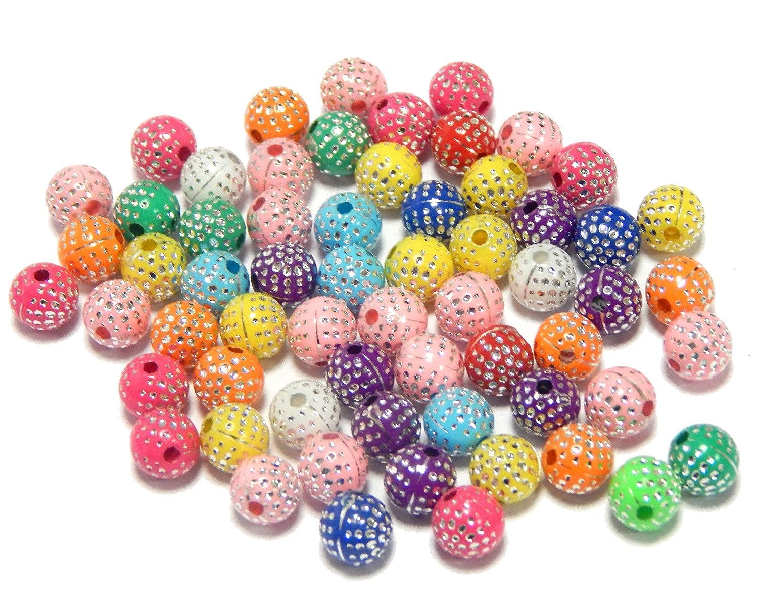 Perlin - 400 Multicolor Acrylic Round Plastic Beads with Rhinestones, 5 mm, Luxury Craft Beads for Jewellery Making, DIY R231 x2