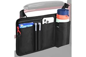 Cejiuga Wheelchair Side Bag with Cup Holder, Premium Wheelchair Armrest Pouch Accessories for Adults，Wheelchair Bags for Walkers, Rollators, Electric Wheelchairs (Black)