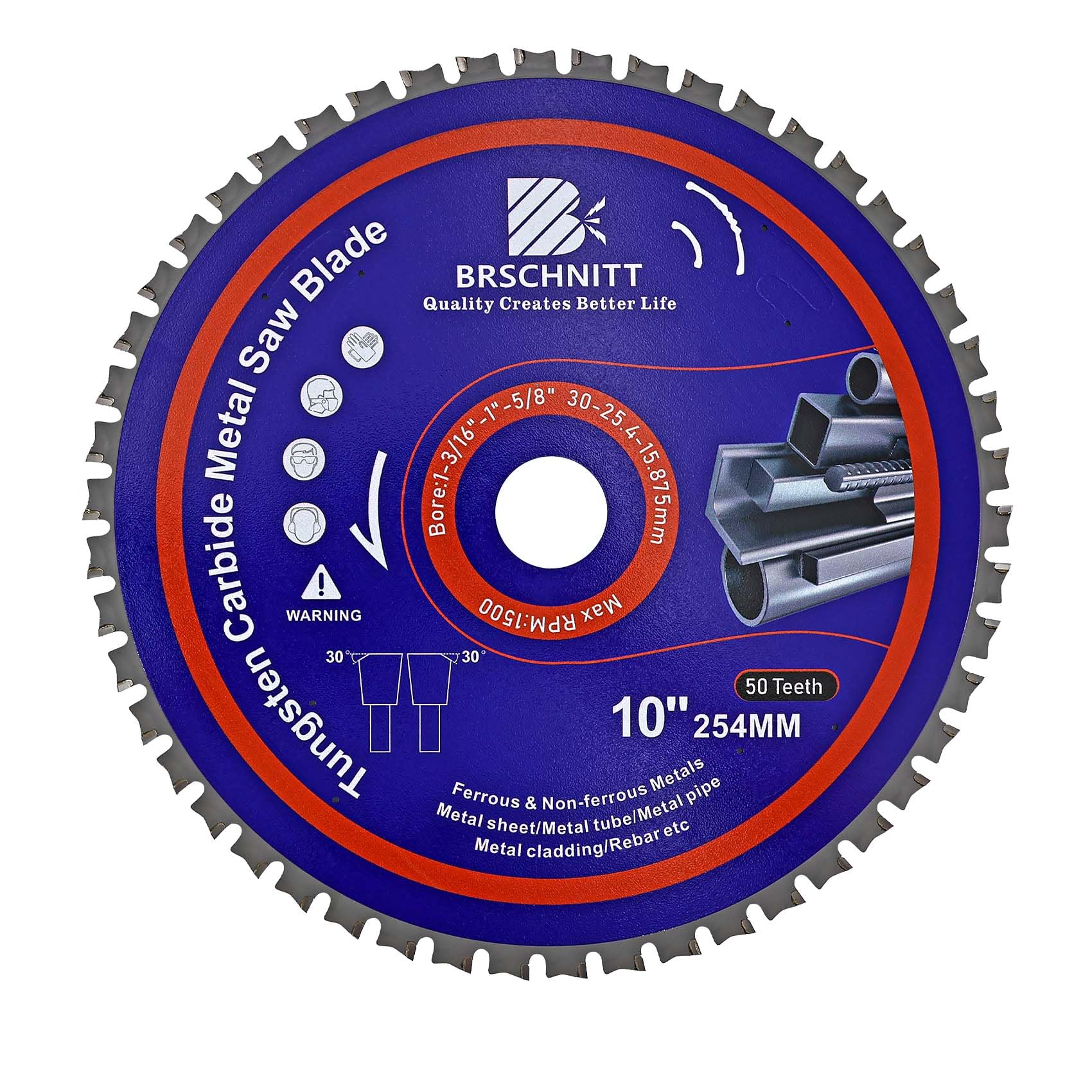 Photo 1 of 10" Metal Cutting Circular Saw Blade - BRSCHNITT Tungsten Carbide Tipped TCT Saw Blades for Steel, Nickel, Titanium, Ferrous Metals, Steel Pipe?50T Arbor:1-3/16"/1"/518"?