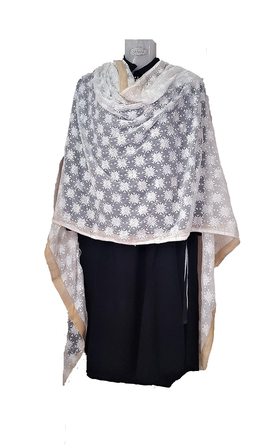 skhoza phulkari embroidered chiffon dupatta for women