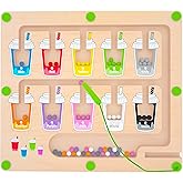 MTYOKILN Magnetic Color and Number Maze, Montessori Wooden Magnet Puzzle Game Board for Toddlers, Learning & Education Toys for Preschoolers, Fine Motor Skills Toys for Boys Girls 3-5 Years Old