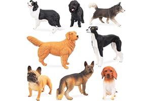 Toymany 8-Piece Realistic Dog Toy Figures Set: Husky, Retriever, Bulldog - Cake Toppers, School Projects, Birthday Easter Eggs Gifts for Kids
