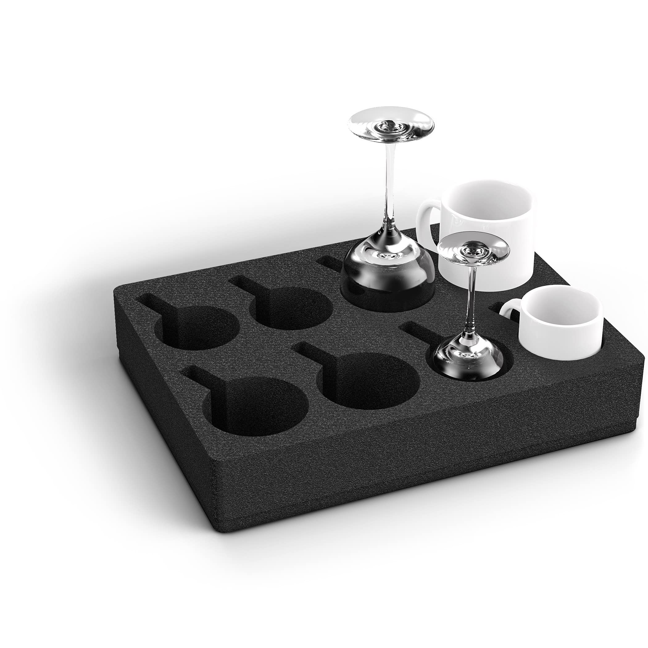 Siegvoll Foam Cup Holder (Cups Not Included) for Motorhomes, Caravans, Boats, Camping Tableware Storage for 8 Cups (Compatible with More Sizes)