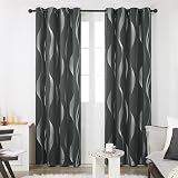 Deconovo Thermal Curtains Silver Wave Foil Printed Blackout 2 Panels 52x54 Inch view 2