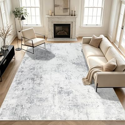 Homcomodar Abstract Grey Washable Rug 160x230cm Living Room Carpet