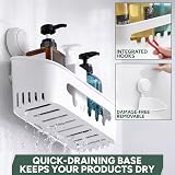Zuvo Shower Caddy with Suction Cups – No Drill Bathroom Shelf White Rectangular view 4