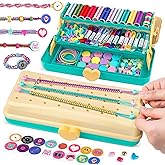 Friendship Bracelet Making Kit with Storage Box,DIY String Bracelet Arts and Craft for Girls Aged 8-12,Kids' Travel Activity Toy Set,Easter Birthday Gifts for Ages 6 7 8 9 10 11 12 Year Old Blue