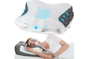 Elviros Memory Foam Neck Pillow, Ergonomic Contour Neck Support Pillow for Side, Back & Stomach Sleepers, Ergonomic Orthopedi