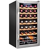 Ivation 28 Bottle Compressor Wine Cooler Refrigerator w/Lock | Large Freestanding Wine Cellar For Red, White, Champagne or Sp