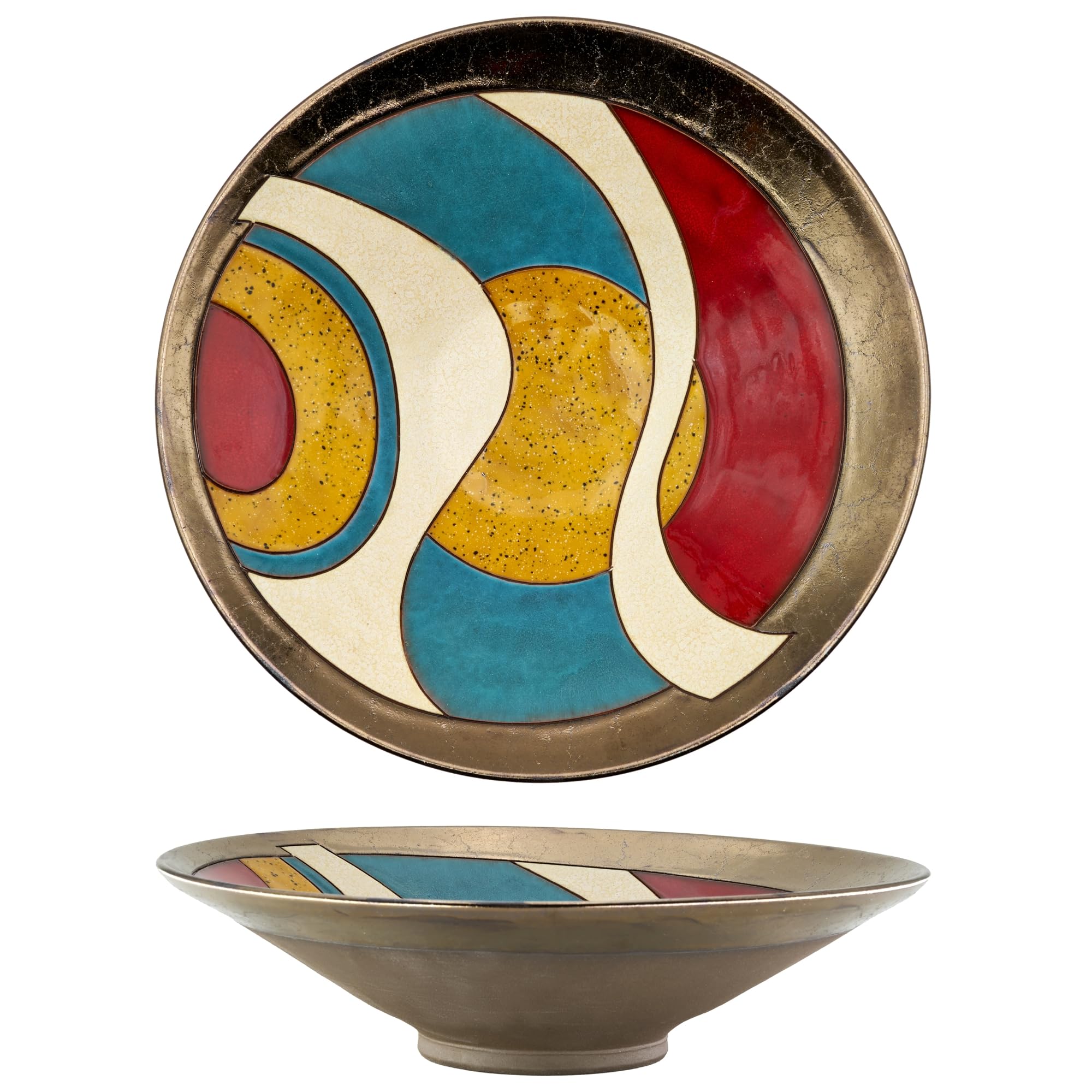 Handmade Ceramic Fruit Bowl – 25.5cm Wheel-Thrown Artisan Pottery, Hand-Glazed Decorative Bowl, Fruit Bowls for Table or Coffee Table Decor, Ideal for Home Décor or as a Gift – Model 1