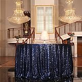 PartyDelight Sequin Tablecloth Round 70" Navy Blue