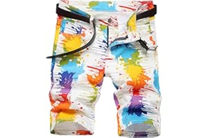 MLANM Men's Denim Shorts Classic Fit Distressed Summer Fashion Ripped Jean Shorts