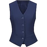 CFRTMTBB Suit Vest for Women V Neck Button Down Sleeveless Business Casual Vest Tops Waistcoat Blazer Dressy Vests