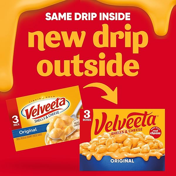 VELVEETA SHELLS & CHEESE ORIGINAL SHELL PASTA & CHEESE SAUCE, 3 CT PACK, 12 OZ BOXES