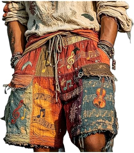 Ezhippie Men and Women Patchwork Drawstring Elasticated Waist