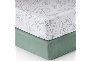 Babebay Crib Sheets for Boys and Girls, Fitted Baby Crib Sheet Neutral for Standard Crib Mattress & Toddler Bed Mattress (52"x28"), Soft and Safe Cotton Green Crib Sheets, 2 Pack (Sage Green)