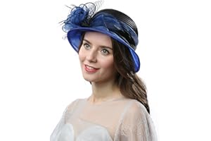 FORDALLIO Womens Two Tones Bucket Bowler Church Hat for Saturday Derby Day Royal Scot Lady Tea Party Occasion