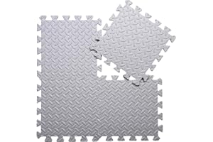 Coolcandy EVA Foam Play Mat, 16 Tiles Colorful Baby Play Mat, Square Kids Playmat with Solid Colored, 0.4" Thickened Interlocking Foam Floor Tiles, Puzzle Play Mat for Baby Exercise, Playing (Gray)