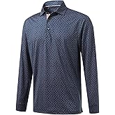 M MAELREG Golf Shirts for Men Dry Fit Performance Moisture Wicking Casual Print Collared Long Sleeve Polo Shirts for Men
