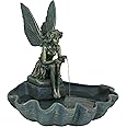 Sunnydaze 30-Inch H Fairy Shell Outdoor Water Fountain - Waterfall Feature for The Patio, Lawn, or Yard - Bronze