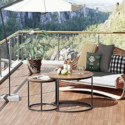 aboxoo Coffee Table Nesting Round Table Set of 2