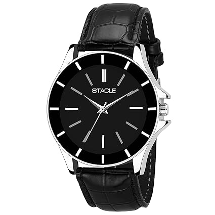 Monochrome Analogue Black Dial Mens Watch STW-008