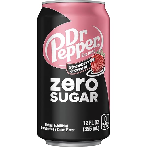DR PEPPER ZERO STRAWBERRIES AND CREAM SODA, 12 FL OZ CANS, 12 PACK
