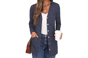 GRECERELLE Cardigan for Women Open Front Button Down Ribbed Knit Lightweight Ladies Sweater Outerwear with Pockets